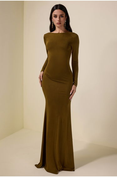 Jersey Backless Knotted Maxi Dress