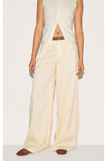 Butter Yellow Woven Contrast Stripe Boxer Detail Straight Leg Trouser
