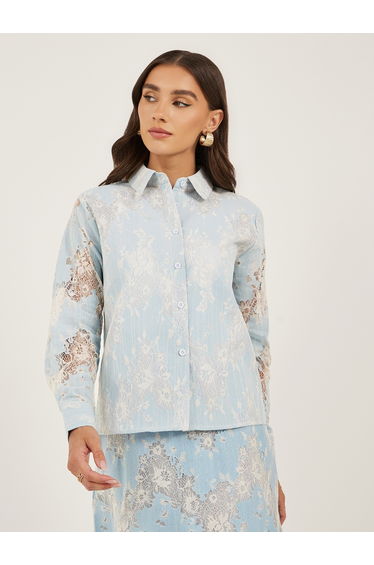 Lace Boxy Buttoned Top