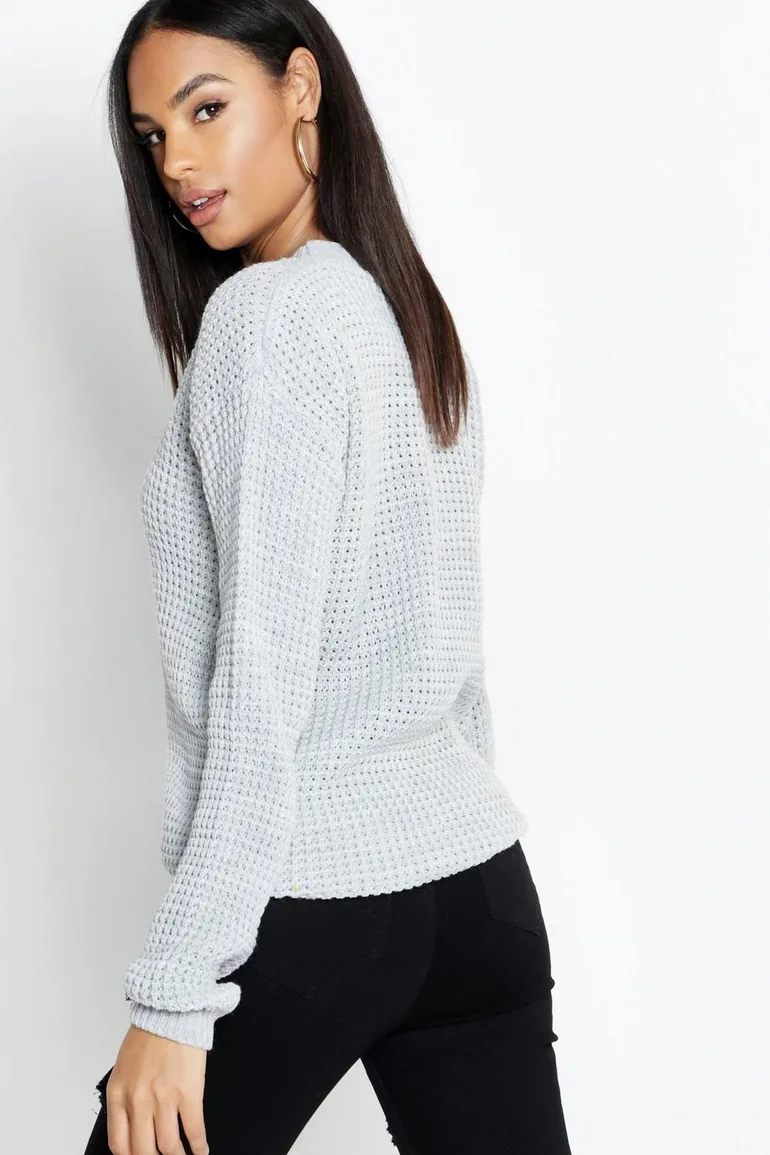 Tall Waffle Knit Jumper - grey - 1
