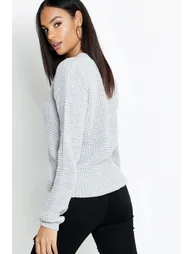 Tall Waffle Knit Jumper - grey - 1