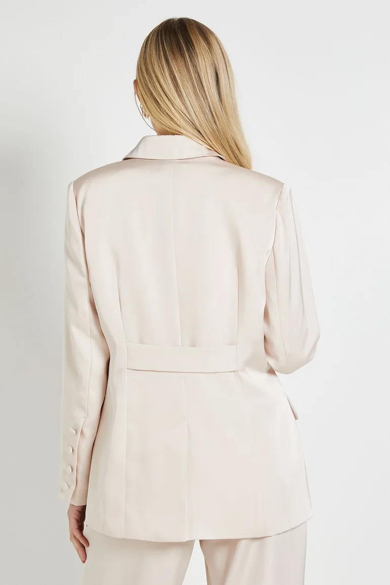 Petite Satin Double Breasted Blazer Coord - 2