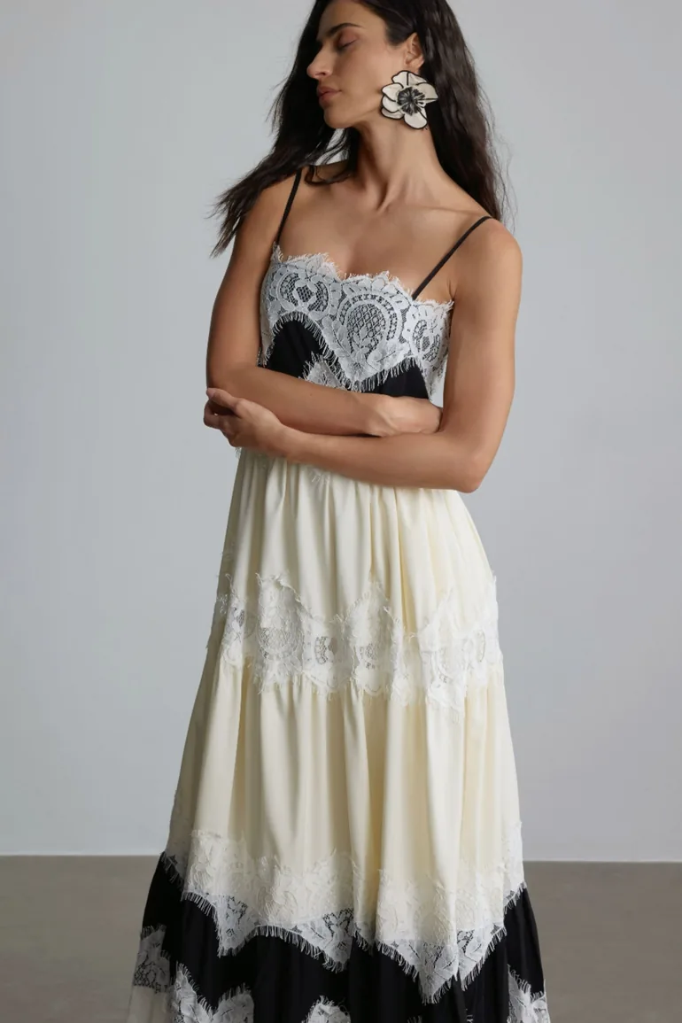 sachin and babi light blue dress Ivory Chantilly Lace