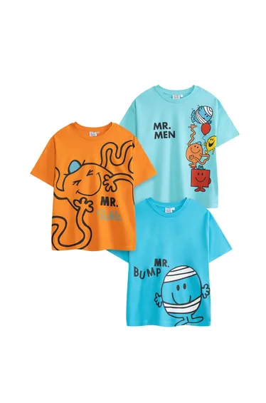 Mr Men & Little Miss Boys Characters Short-Sleeved T-Shirt (Pack of 3) - Multicoloured