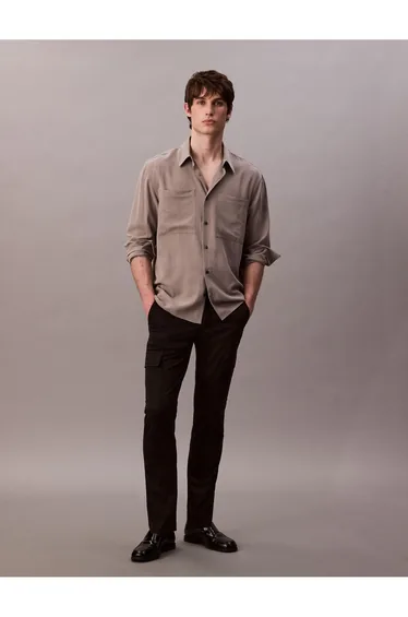 Slim Cotton Stretch Cargo Black