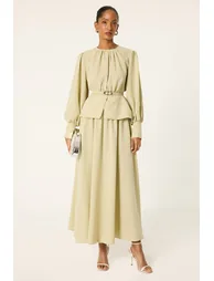 BELT DETAILED TUNIC SKIRT SET