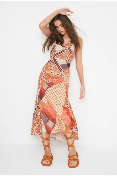 Pleated A-Line Maxi Slip Dress