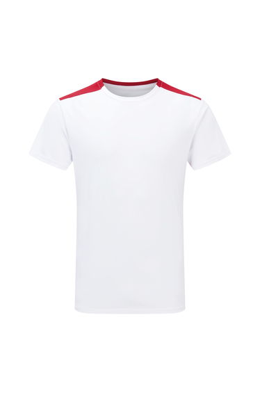 TriDri Unisex Adult Performance Contrast T-Shirt - White/Fire Red