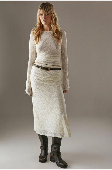 Lace Fitted Midaxi Skirt