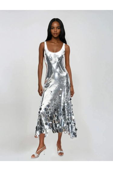 Diatomix U Neck Sequin Midi Dress