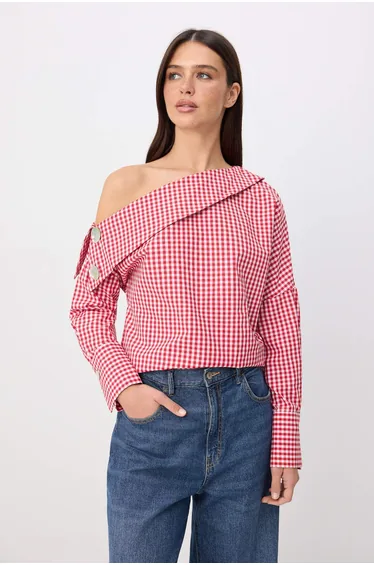 Red-Multicolor Woven Top&Bottom Blouse Twoss26Bz00666