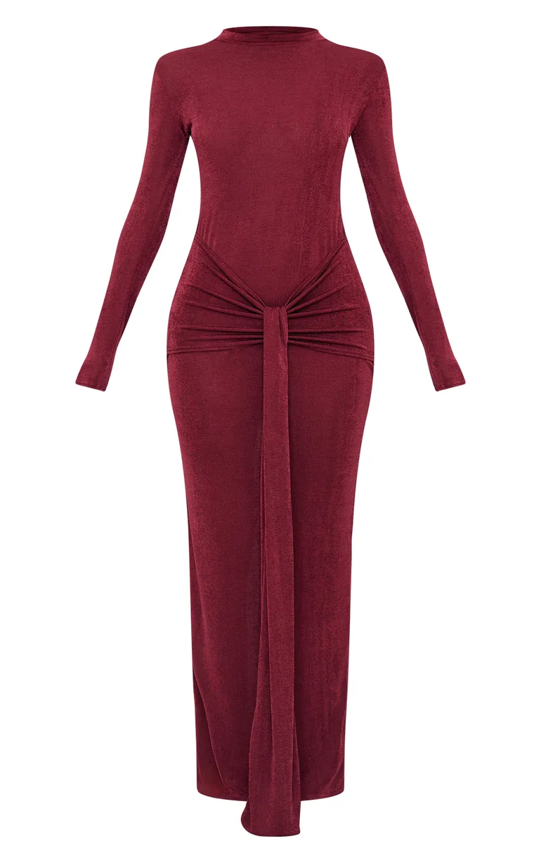 Burgundy Slinky Wrap Maxi Dress Prettylittlething Red : Day Dresses : VogaCloset Oman Burgundy Slinky Wrap Maxi Dress Prettylittlething Red : Day Dresses : VogaCloset Oman