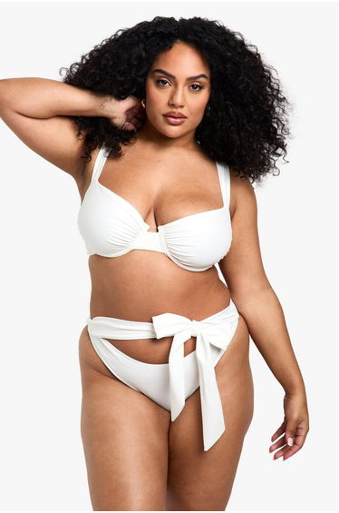 Plus Swimwear Essentials Tummy Control Tie High Waist Brief
