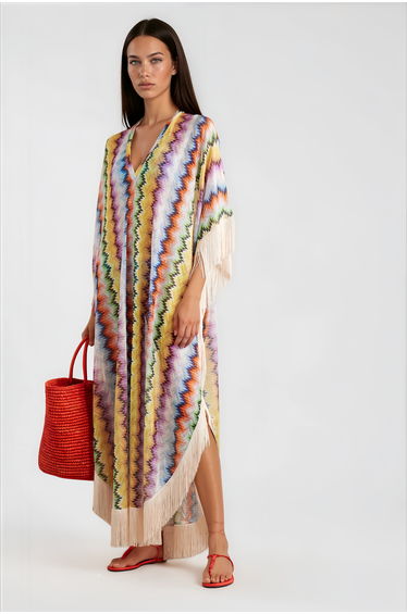 Milena Multicolor Wave Pattern Maxi Dress
