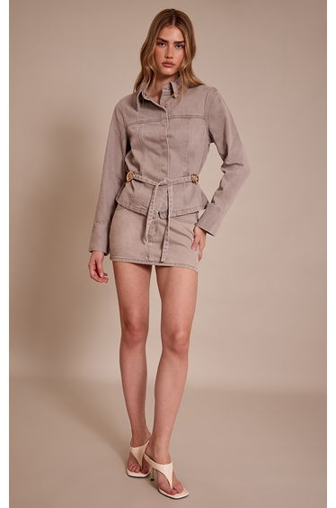 Stone Washed Denim Mini Skirt
