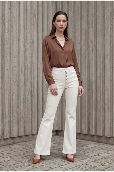 MY FASHION High Waist Flare Leg Denim Pants
