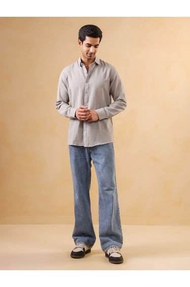 Men Solid Relaxed Fit Cotton Shirt