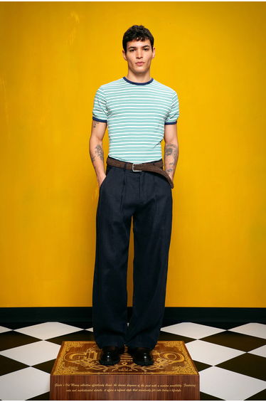 GIESTO Regular Fit Linen Straight Leg Pants with Pockets