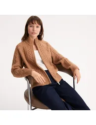 Zip-Up Cardigan in Chunky Cable Knit - 1