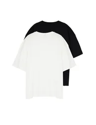 Plus Size Black-Ecru Men's Oversize 2-Pack Basic 100% Cotton Comfortable T-Shirt - 4