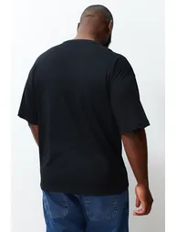 Plus Size Black-Ecru Men's Oversize 2-Pack Basic 100% Cotton Comfortable T-Shirt - 5