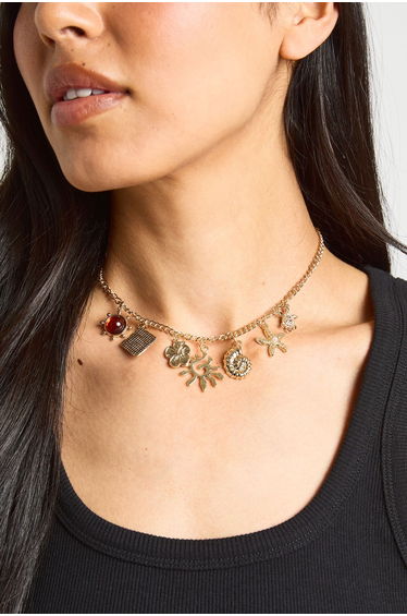 Gold Charm Necklace - gold