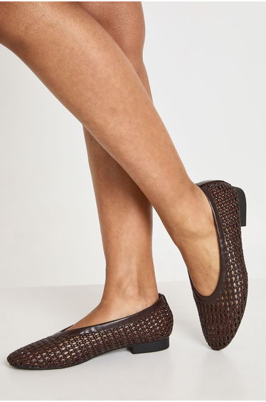 Woven Ballet Flats - coffee