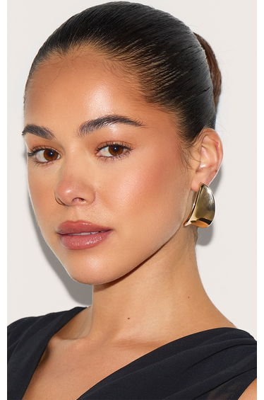 Gold Curve Statement Earrings