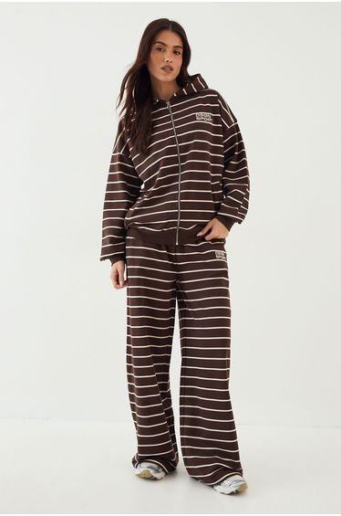 DSGN Studio Stripe Straight Leg Jogger - dark chocolate