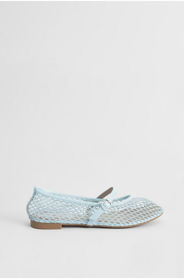 Billie Faux Leather Mesh Mary-Jane Ballet Pumps