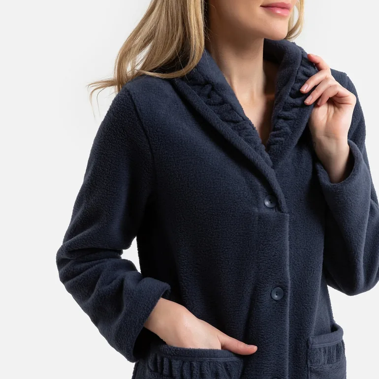 Anne Weyburn Blue Fleece Bathrobe - 1