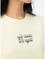 Cream Embroidered Cotton T-Shirt - 3
