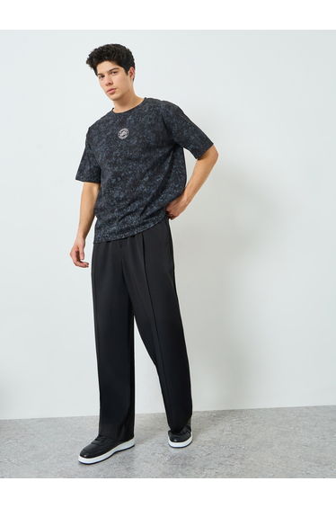 Men Black Pants with Drawstring