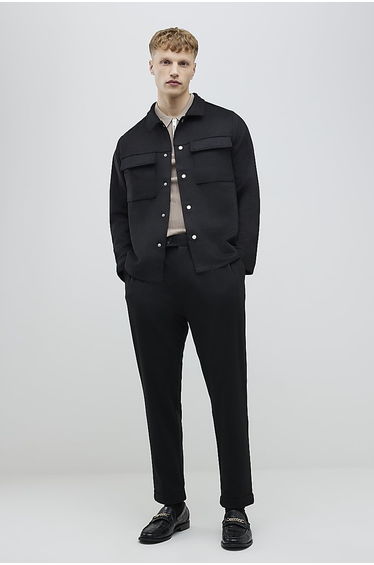Black Regular Fit Suede Overshirt