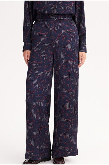 Printed Wide Leg Trousers with High Waist