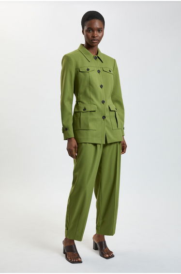 Petite Herringbone Texture Utility Trousers