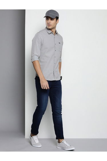 Men Grey Regular Fit Solid Shirt