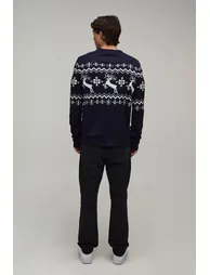 Regular Reindeer Fair Isle Christmas Jumper - navy - 1