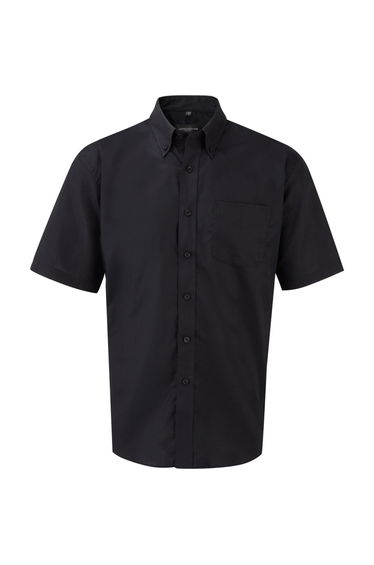 Russell Collection Mens Short Sleeve Easy Care Oxford Shirt - Black