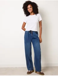 Top Stitch Barrel Leg Jeans - 1