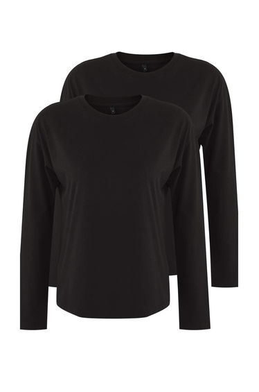 Black-Black 2-Pack 100% Jersey Oversize/Wide Cut Knit T-Shirt