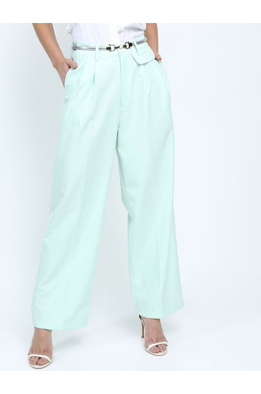 Mid Rise Parallel Trousers with Belt Loop