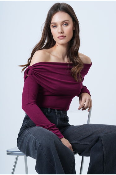 Women's Violet Madonna Collar Shoulder Accessory Detailed Knitted