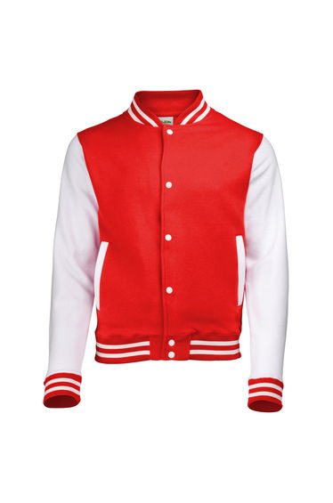 Awdis Kids Unisex Varsity Jacket / Schoolwear - Fire Red/White