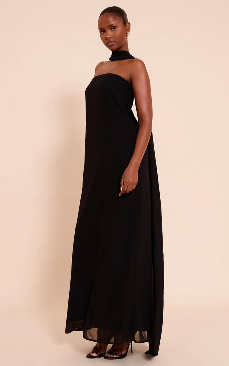 bandeau chiffon dress Women's Lemon Bandeau Pleated Chiffon Skirt Panel Maxi Dress