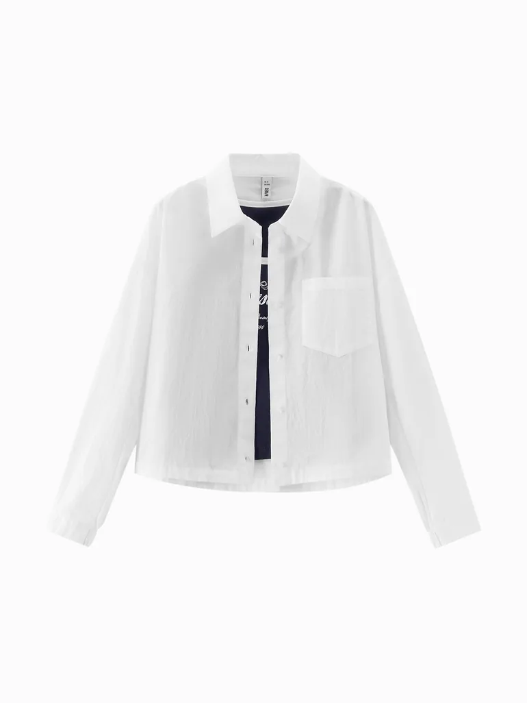 Women's Cropped Shirt With Inner Top