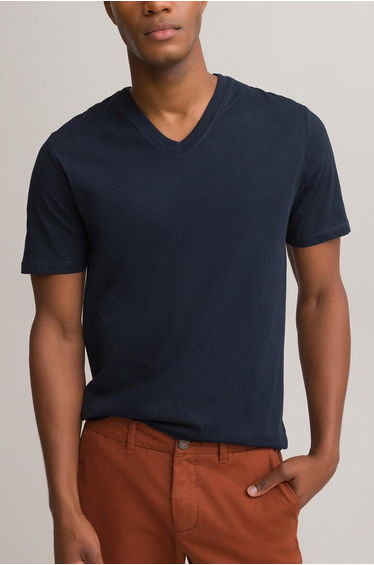 Organic Cotton T-Shirt with V-Neck and Short Sleeves