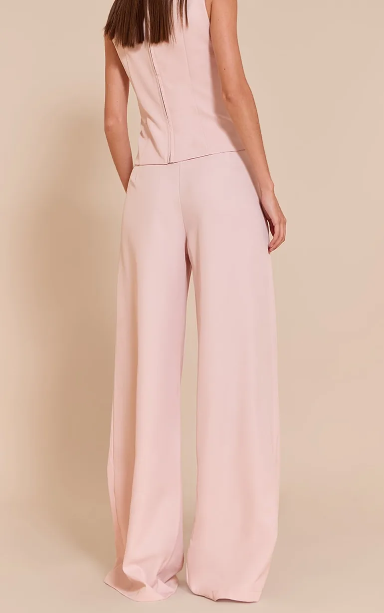 Pale Pink Tailored Woven Wide Leg Trousers - 2