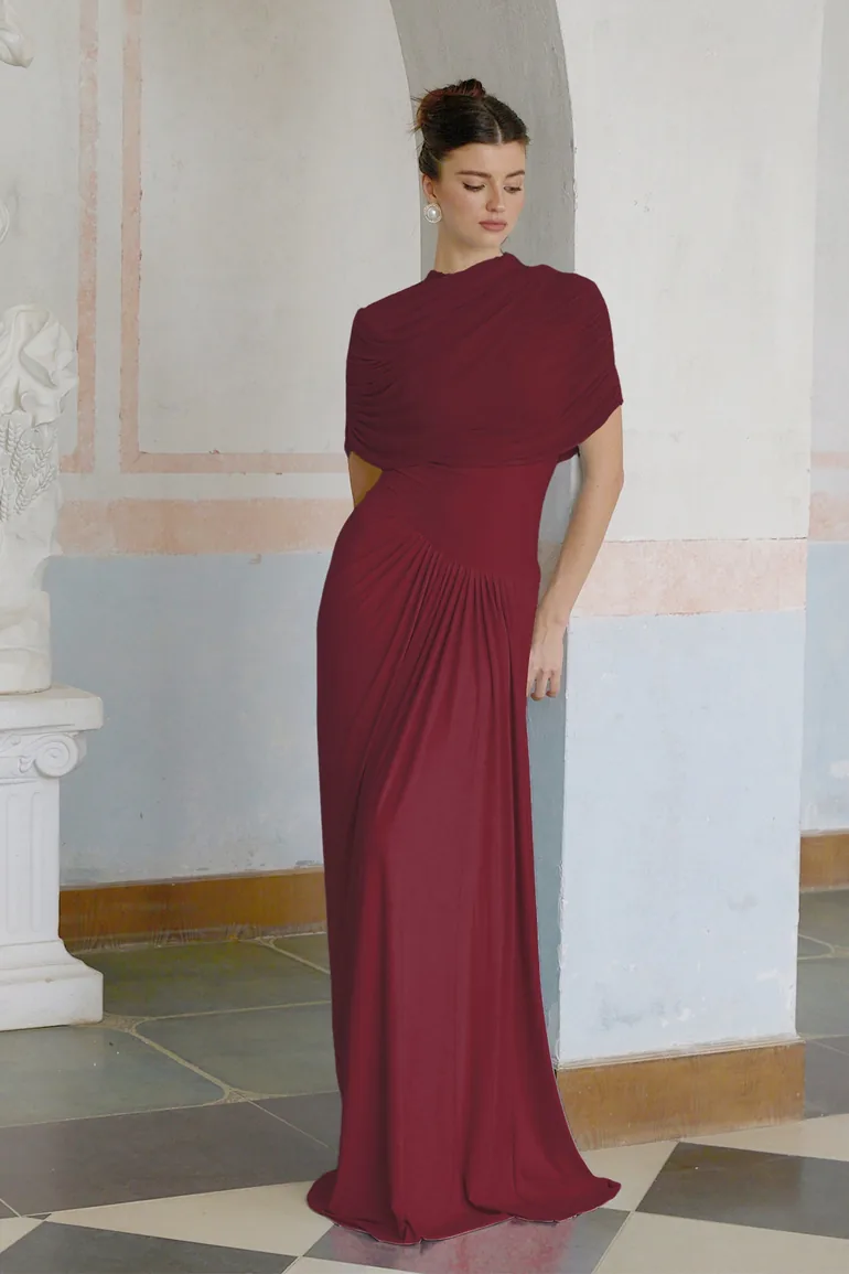 catherine asymmetric pleated maxi dress Catherine asymmetrical pleated maxi dress in Baby-blue