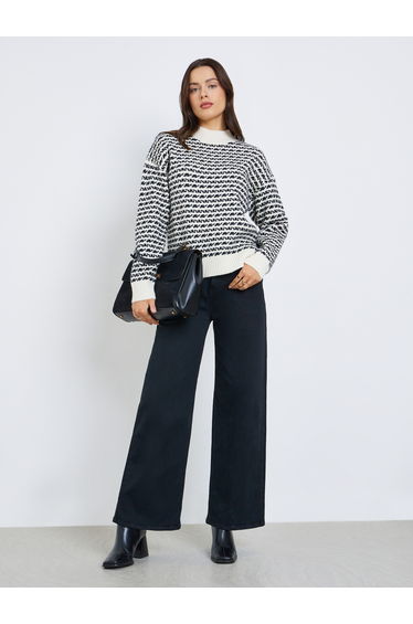 Regular Fit Turtle Neck Patterned Sweater